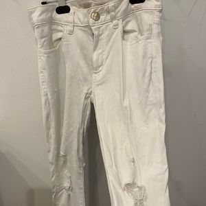 American eagle white denim jegging ripped jeans